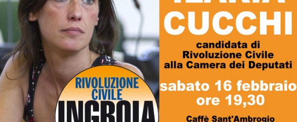 Sabato 16 febbraio ore 19,30: aperitivo con Ilaria Cucchi